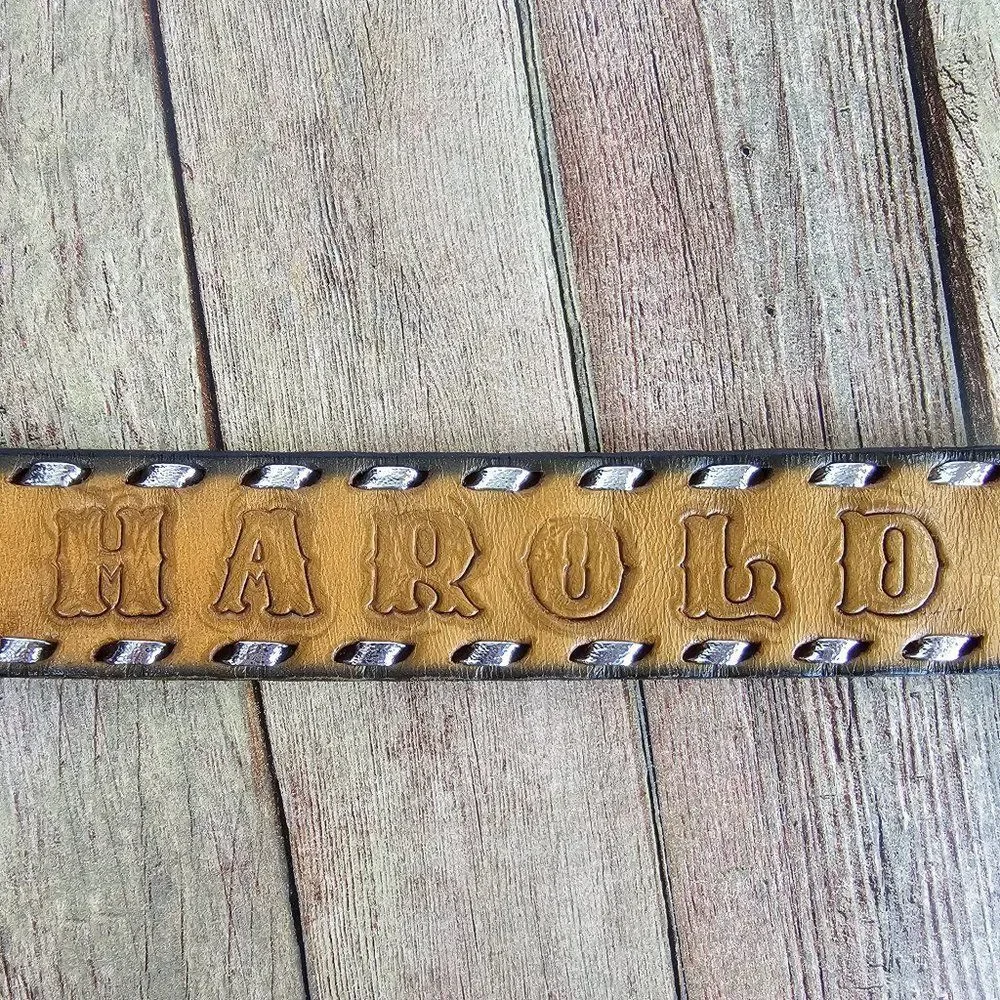 Hand Tooled Genuine Leather Custom Harold Western Belt Size 34/39